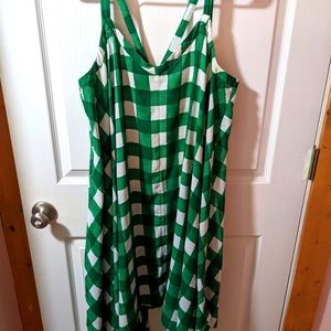 Green and white checkered dress
